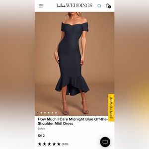 Brand New Lulus Navy Off-the-Shoulder Midi Dress
